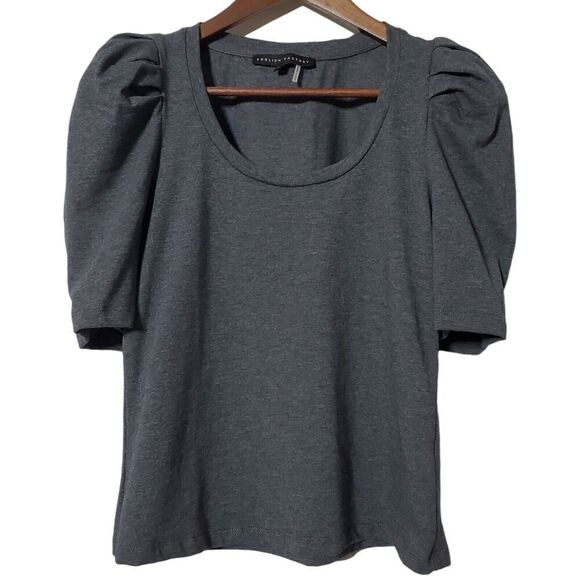 English Factory Pleated Puff Sleeve Top Blouse Size XS Gray Womens - Picture 2 of 9